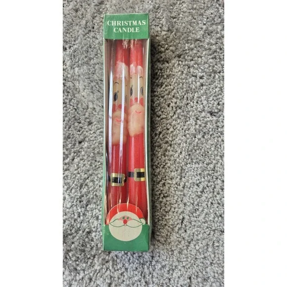 vintage 2 new in‎ box snowflake 12 " candles of Santa figure never opened - Picture 2 of 5